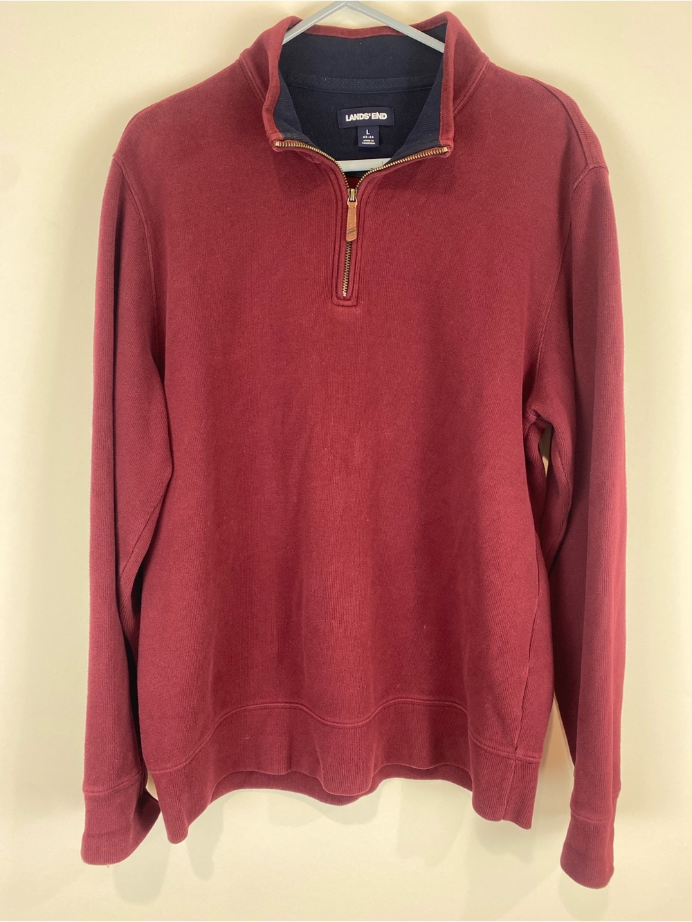 Lands' End Men's Wine Red Crewneck Pullover Longsleeve Shirt